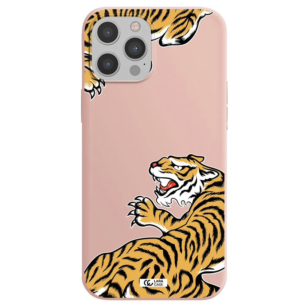 Chinese Tiger Apple iPhone 12 pro max Silicone pastel pink Case