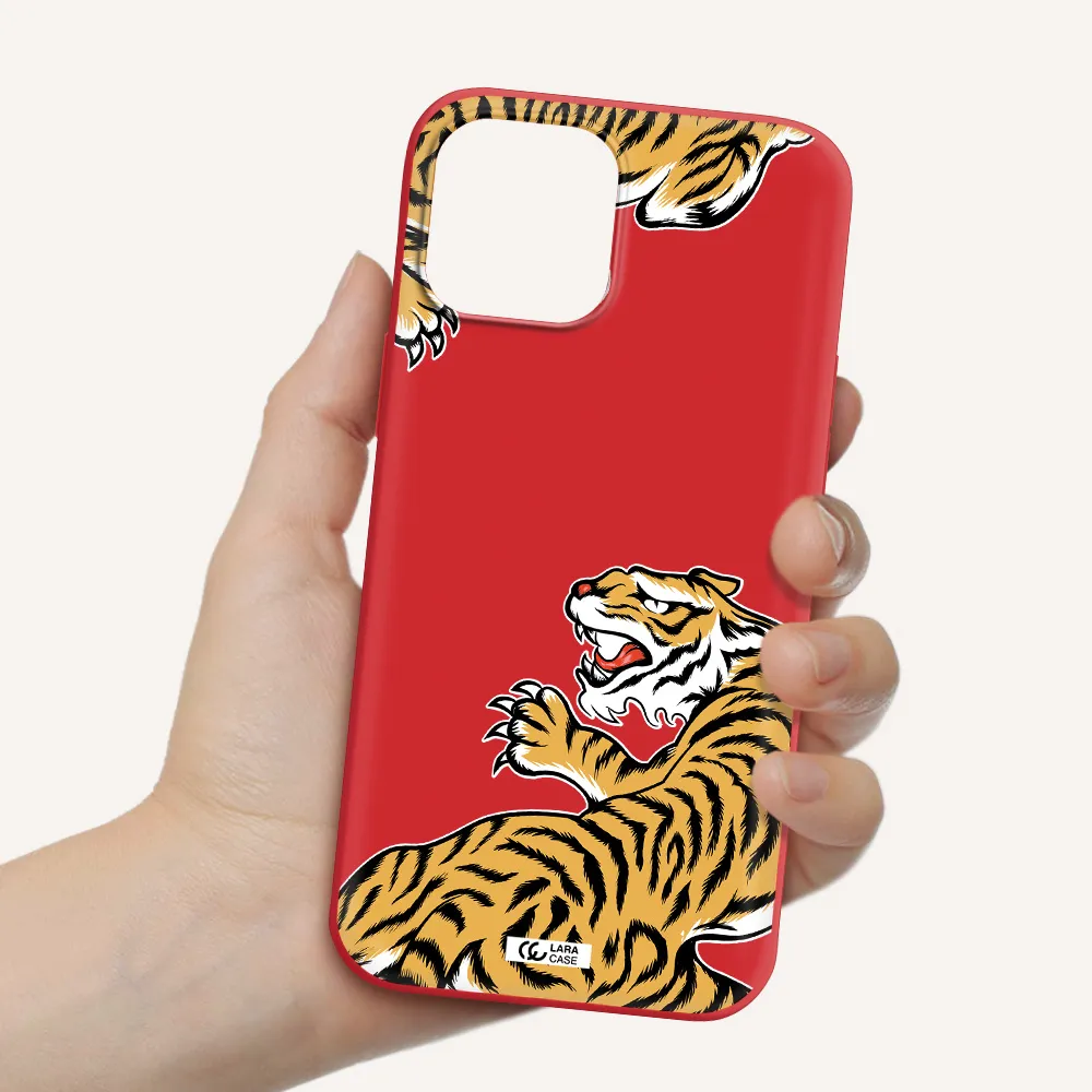 Chinese Tiger Apple iPhone 12 pro Silicone Imperial Red Case
