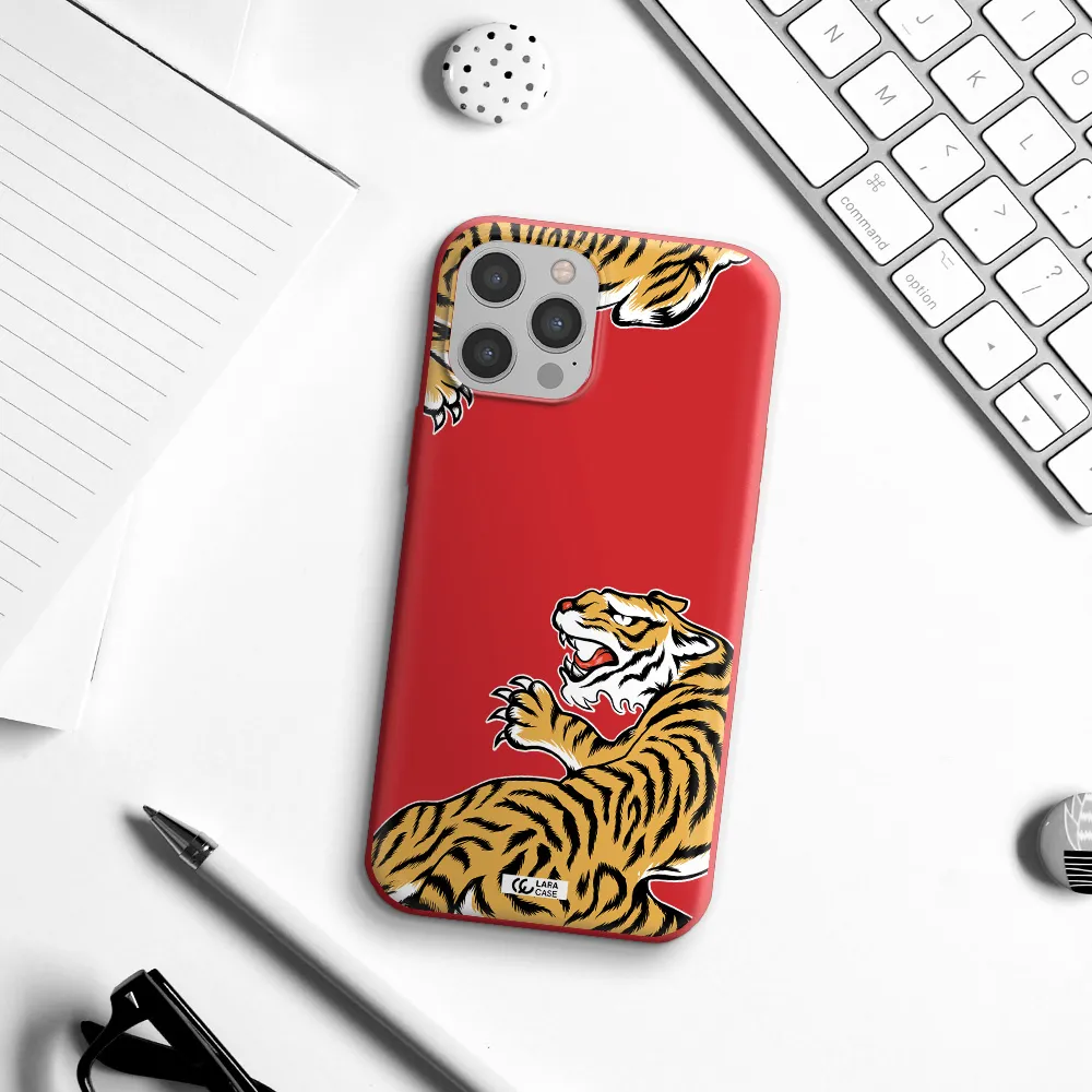 Chinese Tiger Apple iPhone 12 pro Silicone Imperial Red Case
