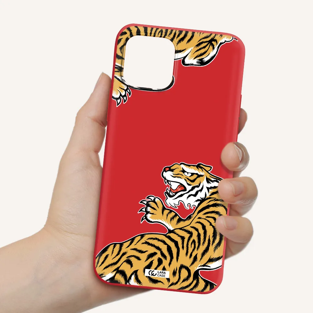 Chinese Tiger Apple iPhone 12 Silicone Imperial Red Case