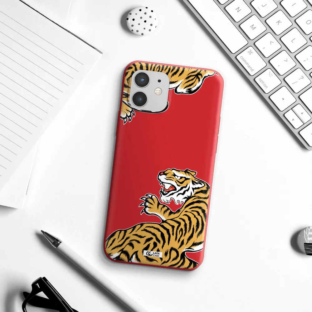 Chinese Tiger Apple iPhone 12 Silicone Imperial Red Case