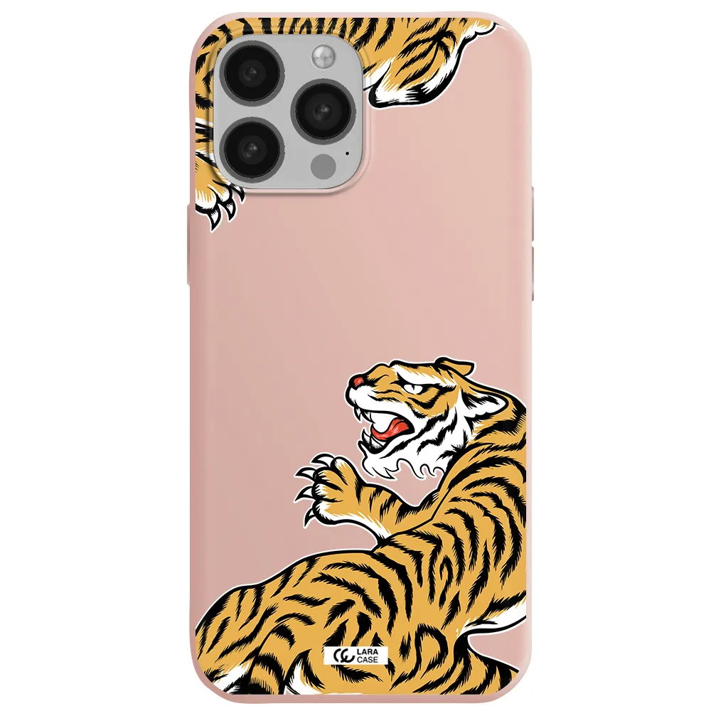 Chinese Tiger Apple iPhone 13 Pro Max Silicone pastel pink Case