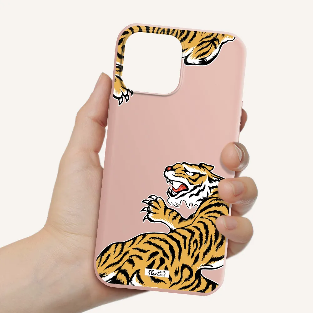 Chinese Tiger Apple iPhone 13 Pro Silicone pastel pink Case