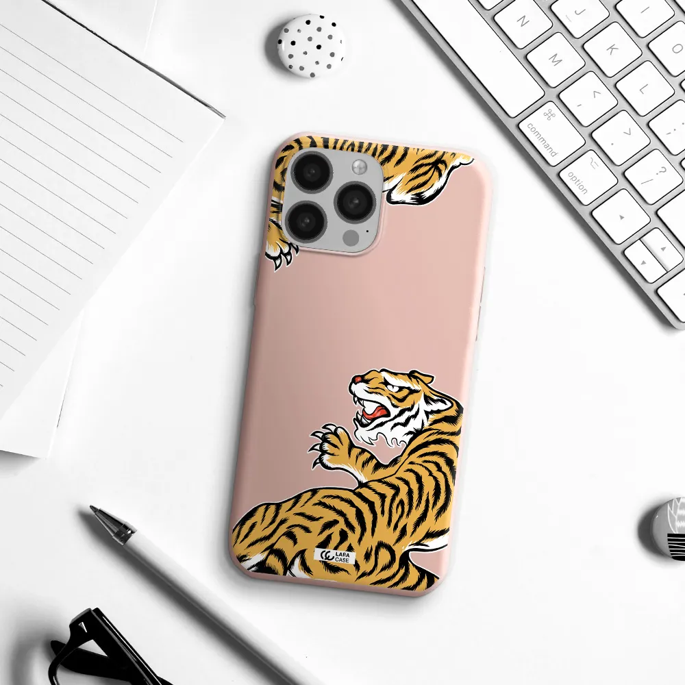 Chinese Tiger Apple iPhone 13 Pro Silicone pastel pink Case