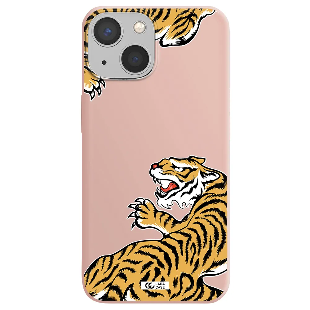 Chinese Tiger Apple iPhone 13 Silicone pastel pink Case