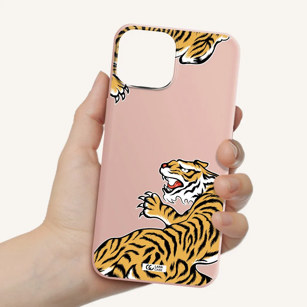 Chinese Tiger Apple iPhone 13 Silicone pastel pink Case
