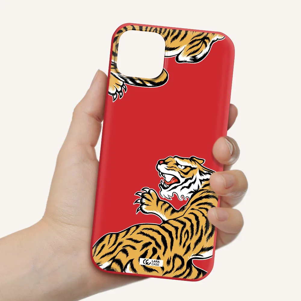 Chinese Tiger Apple iPhone 14 plus Silicone Imperial Red Case