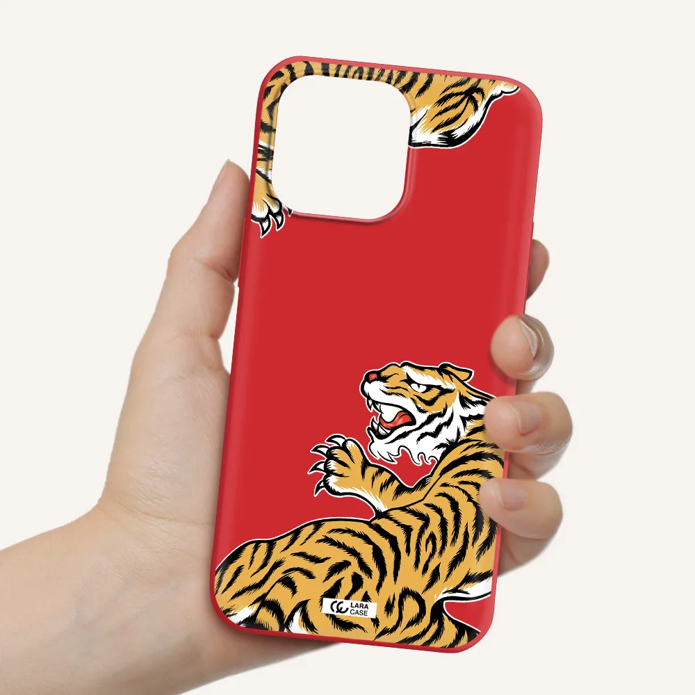 Chinese Tiger Apple iPhone 14 pro Silicone Imperial Red Case