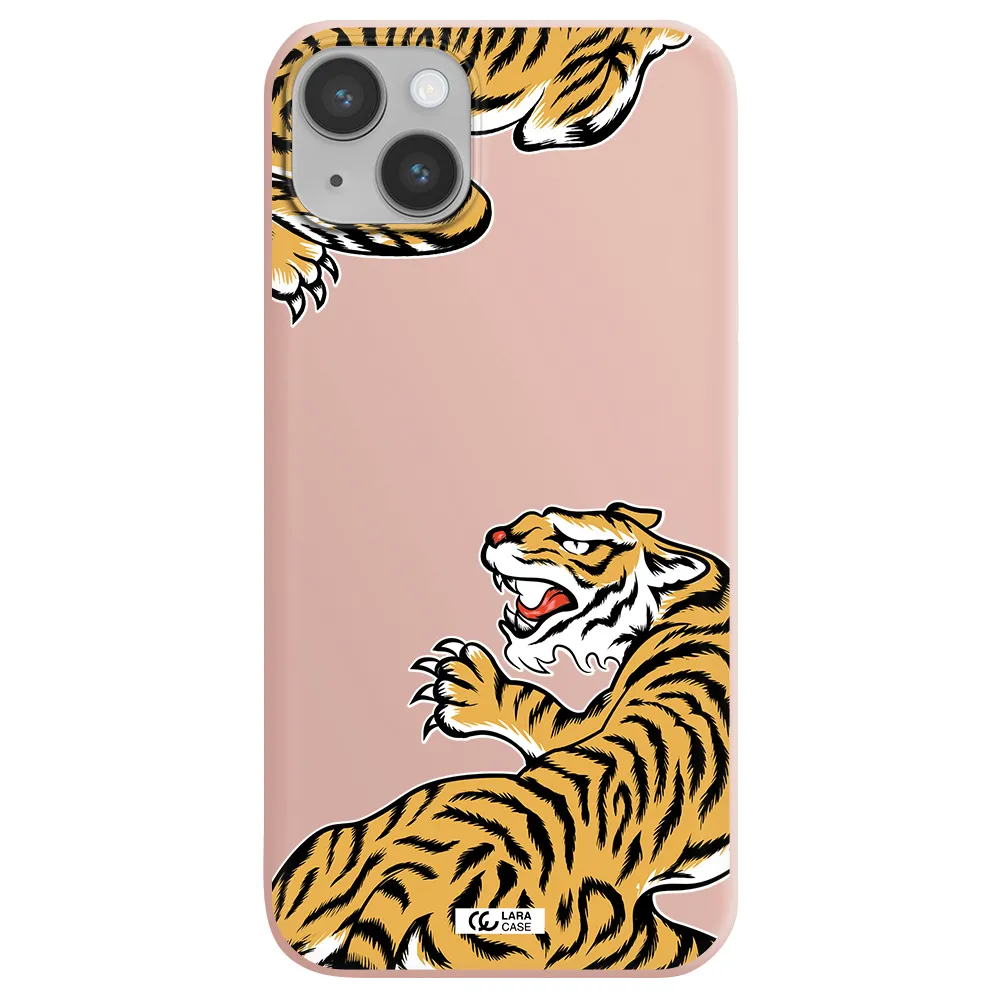 Chinese Tiger Apple iPhone 14 Silicone pastel pink Case