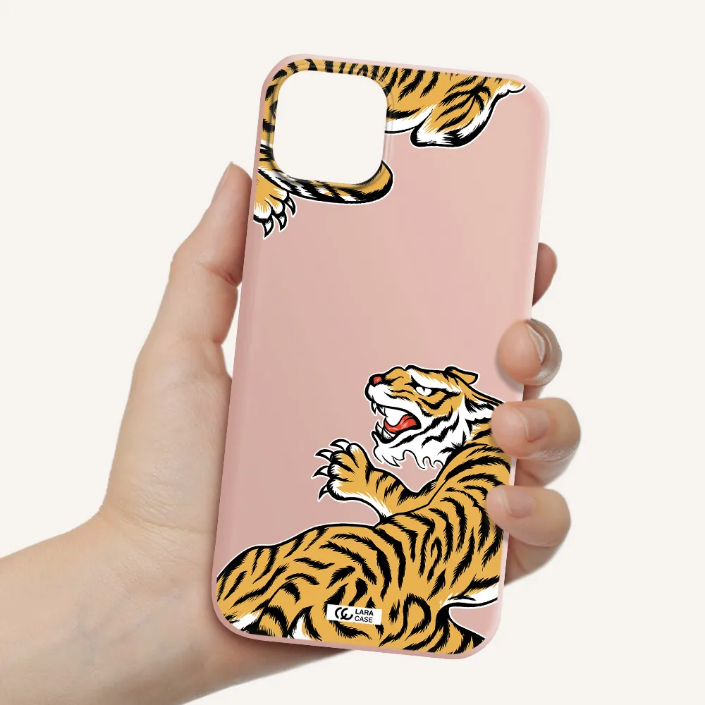Chinese Tiger Apple iPhone 14 Silicone pastel pink Case