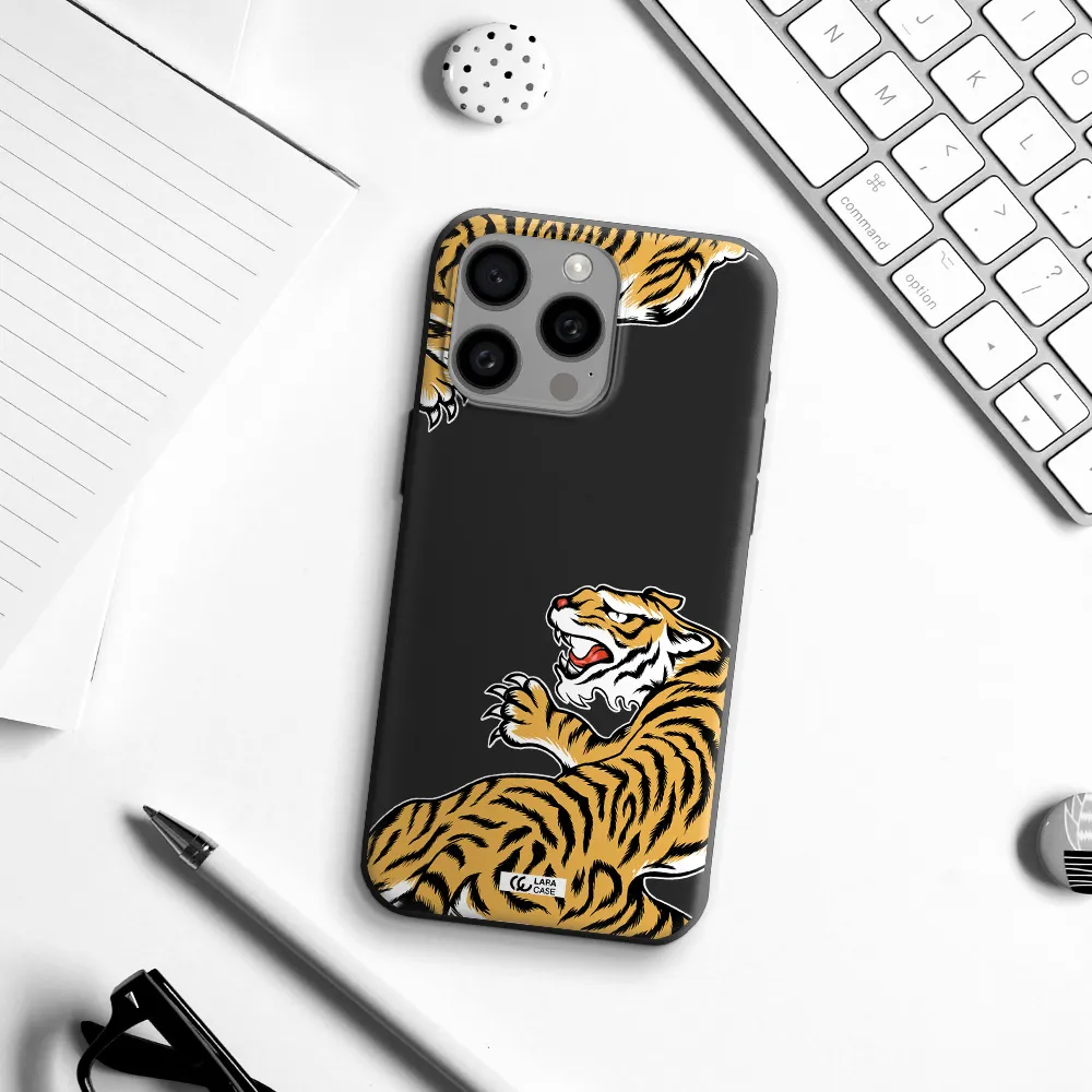Chinese Tiger Apple Iphone 15 Pro max Silicone black Case