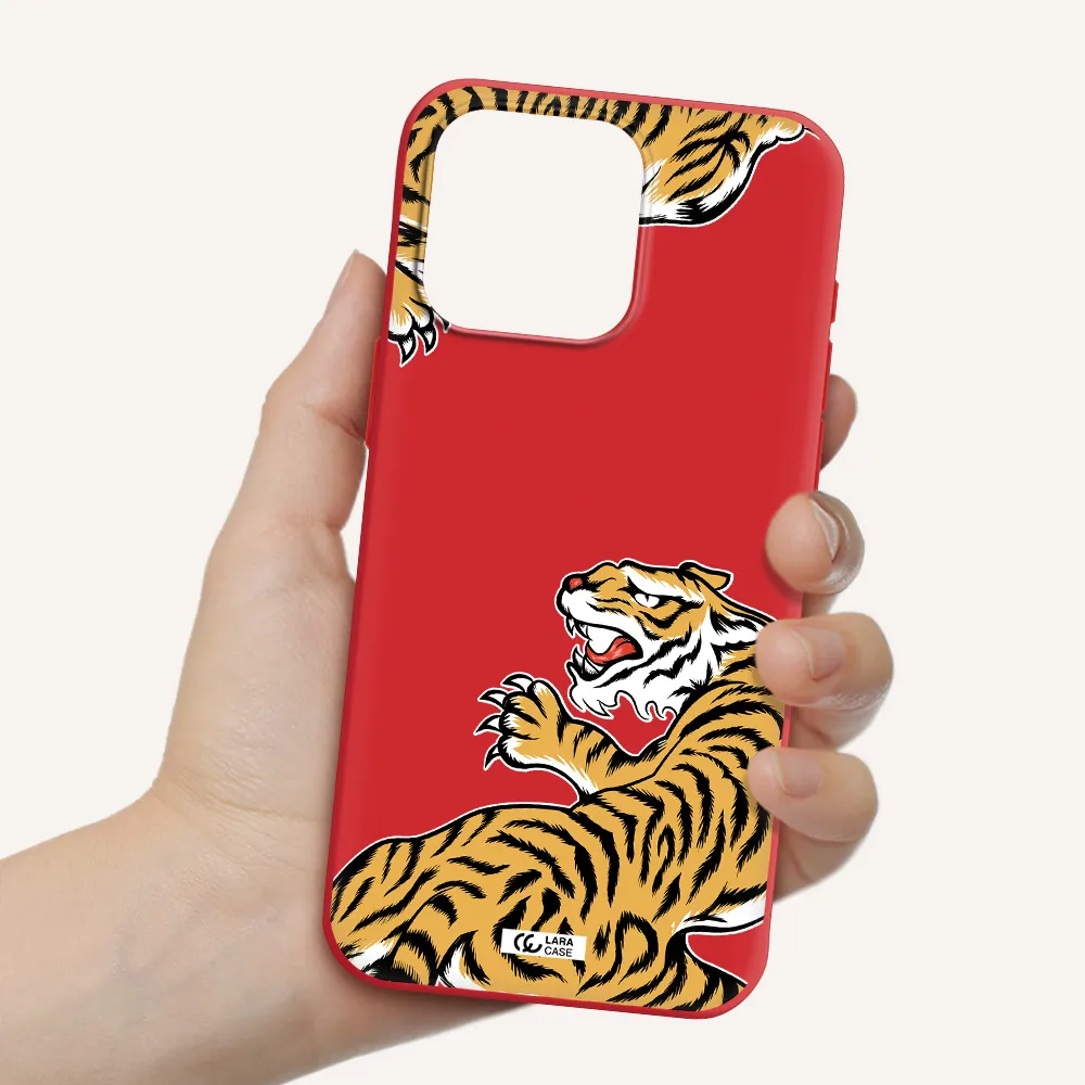 Chinese Tiger Apple Iphone 15 Pro Max Silicone Imperial Red Case