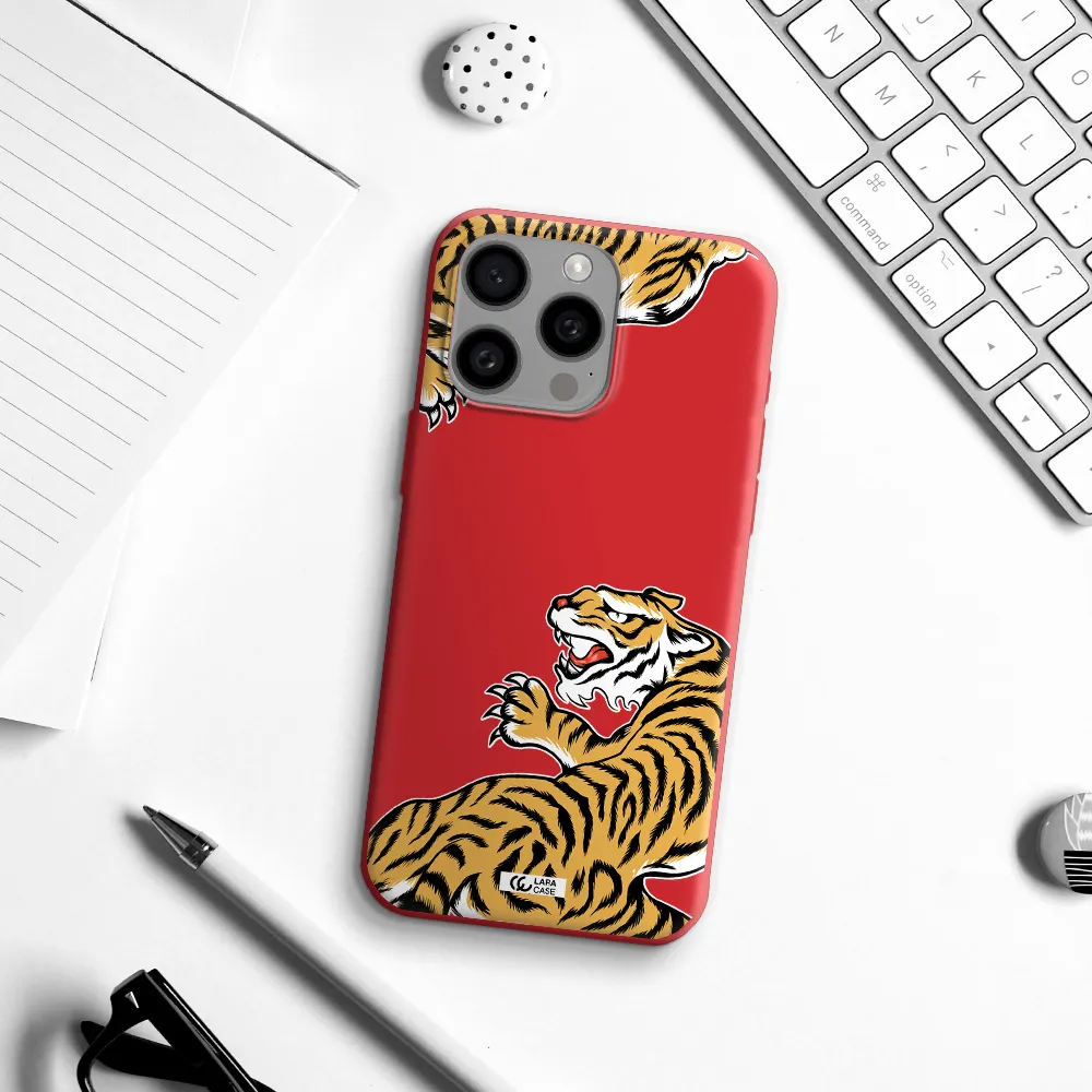 Chinese Tiger Apple Iphone 15 Pro Max Silicone Imperial Red Case