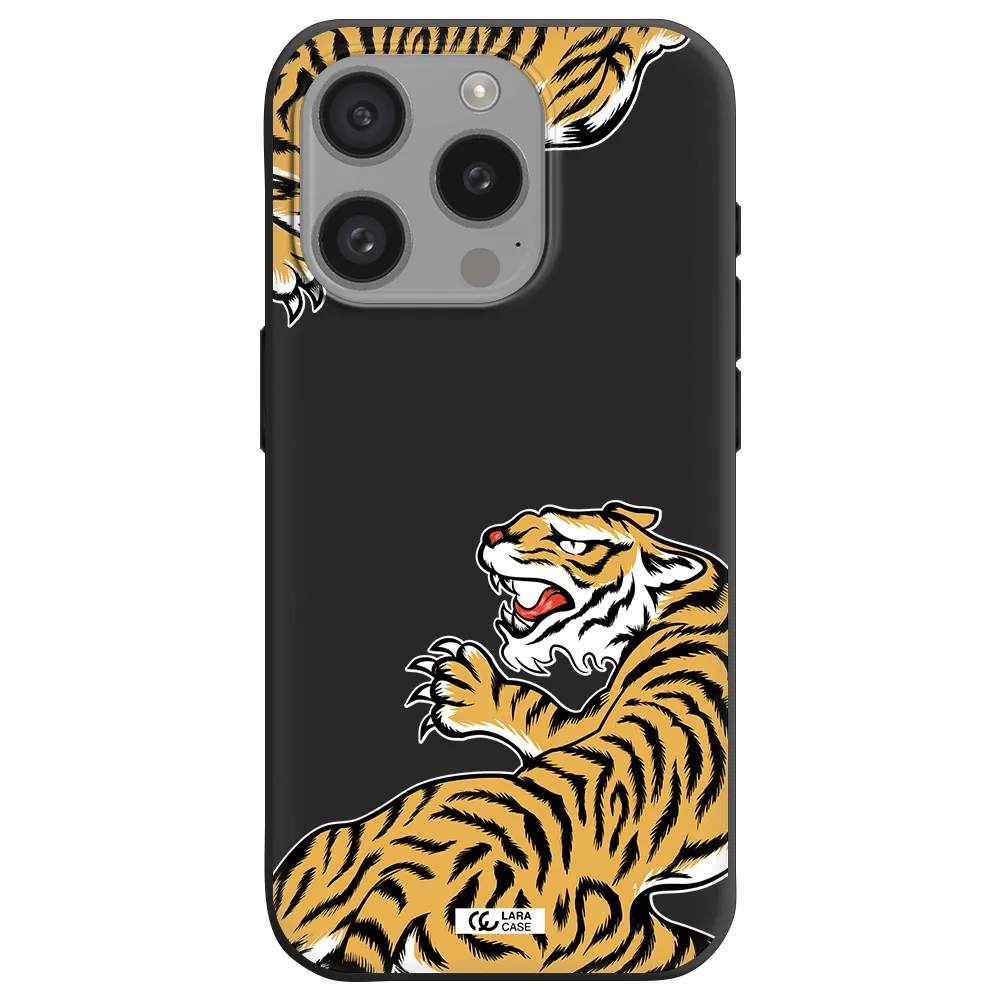 Chinese Tiger Apple Iphone 15 Pro Silicone Black Case