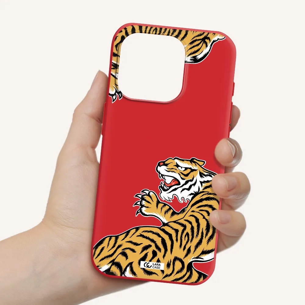 Chinese Tiger Apple Iphone 15 Pro Silicone Imperial Red Case