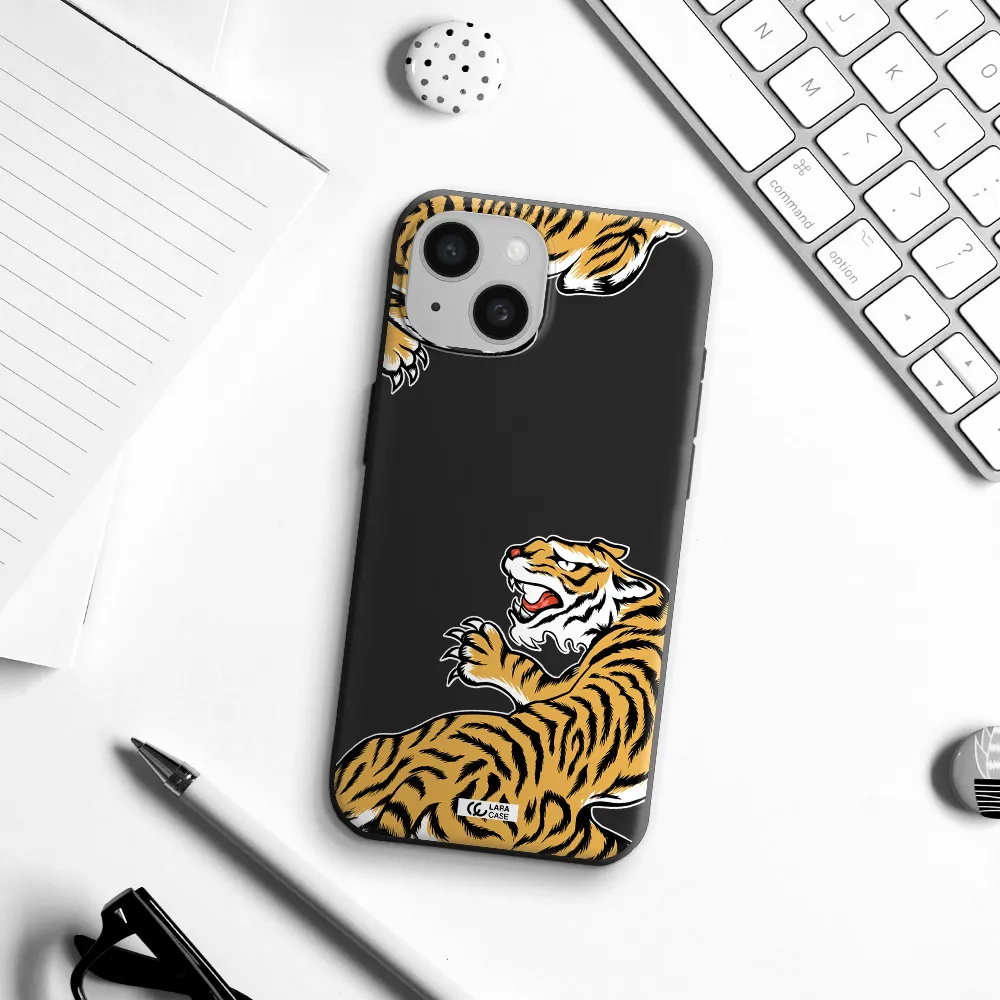 Chinese Tiger Apple iPhone 15 Silicone black Case