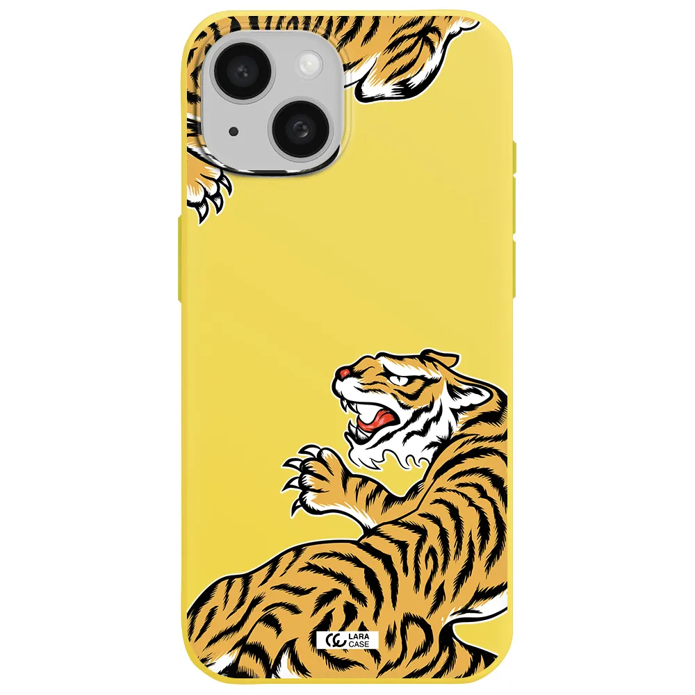 Chinese Tiger Apple iPhone 15 Silicone canary yellow Case