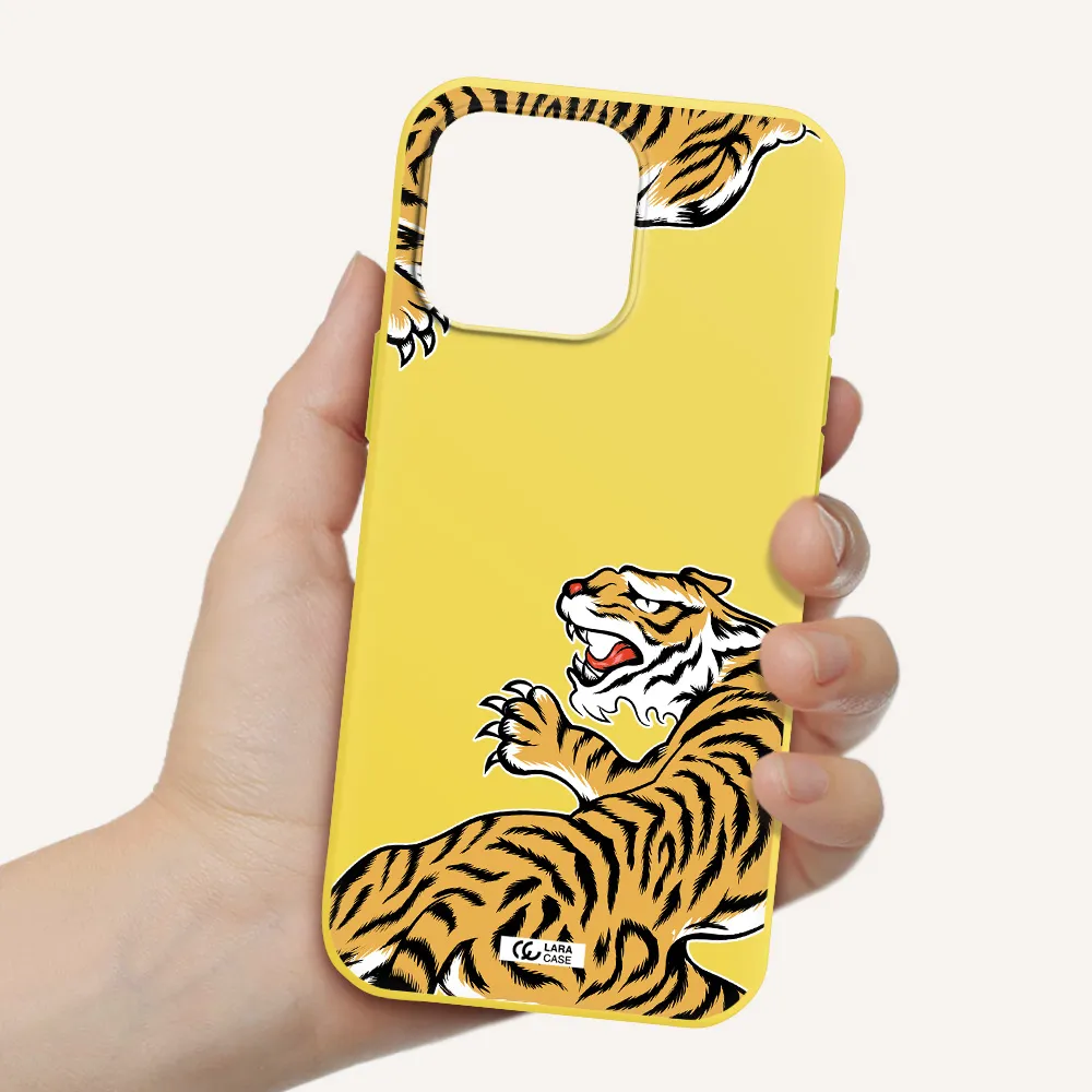 Chinese Tiger Apple Iphone 16 Pro Max Silicone Canary Yellow Case