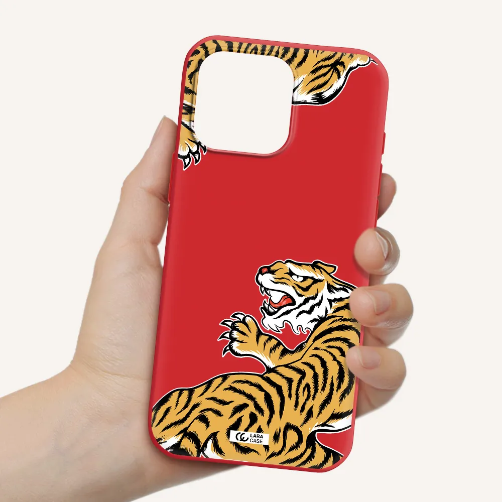 Chinese Tiger Apple Iphone 16 Pro Max Silicone Imperial Red Case