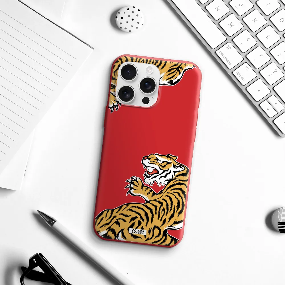 Chinese Tiger Apple Iphone 16 Pro Max Silicone Imperial Red Case