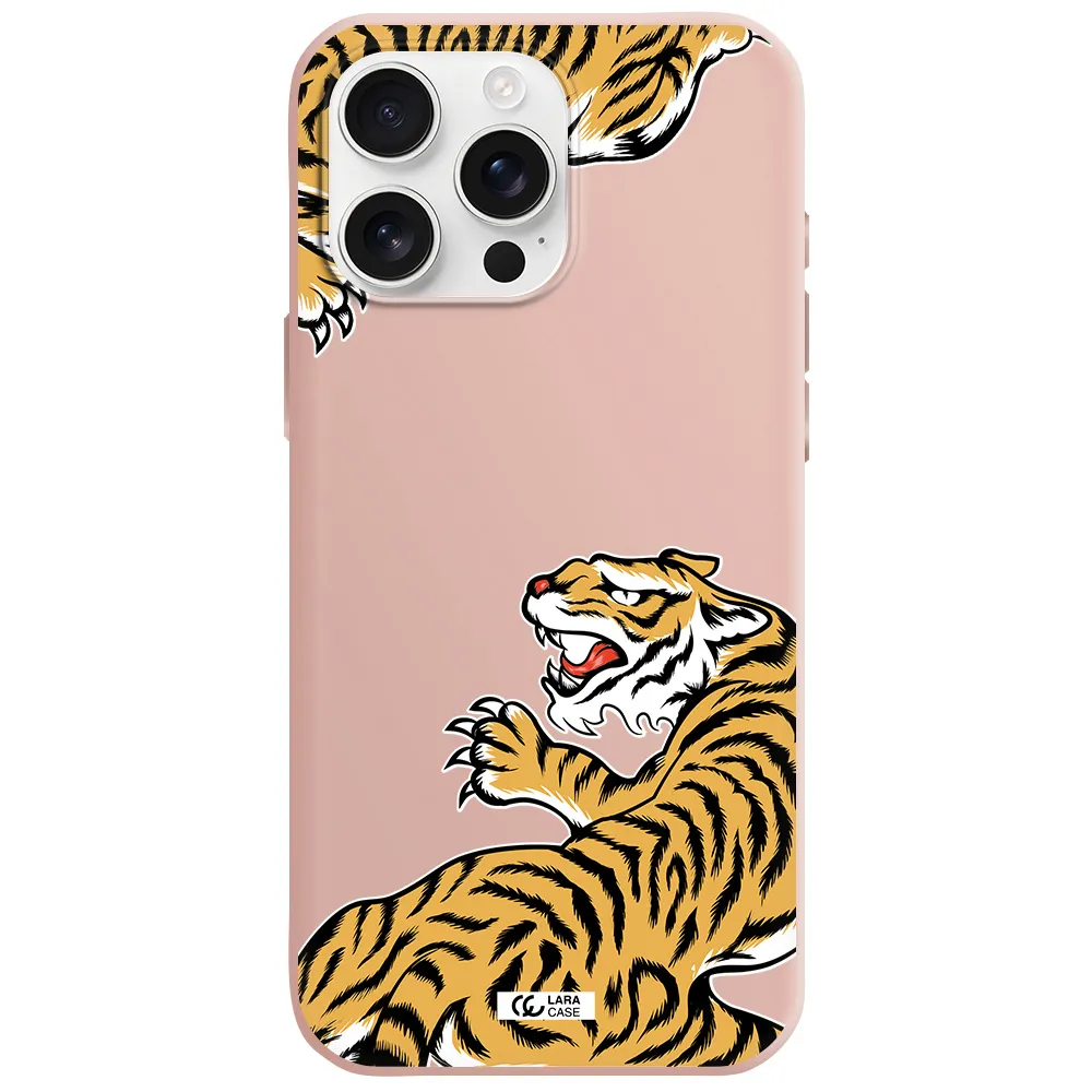 Chinese Tiger Apple Iphone 16 Pro Max Silicone Pastel Pink Case