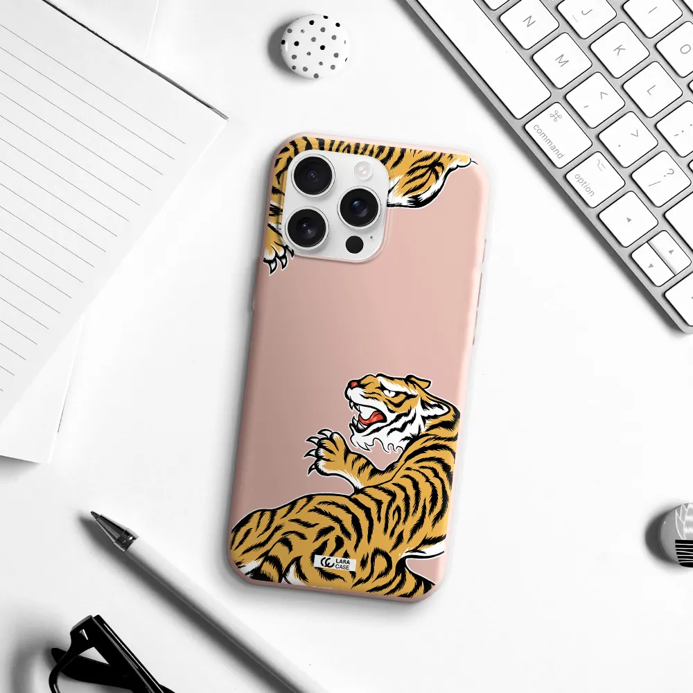 Chinese Tiger Apple Iphone 16 Pro Max Silicone Pastel Pink Case