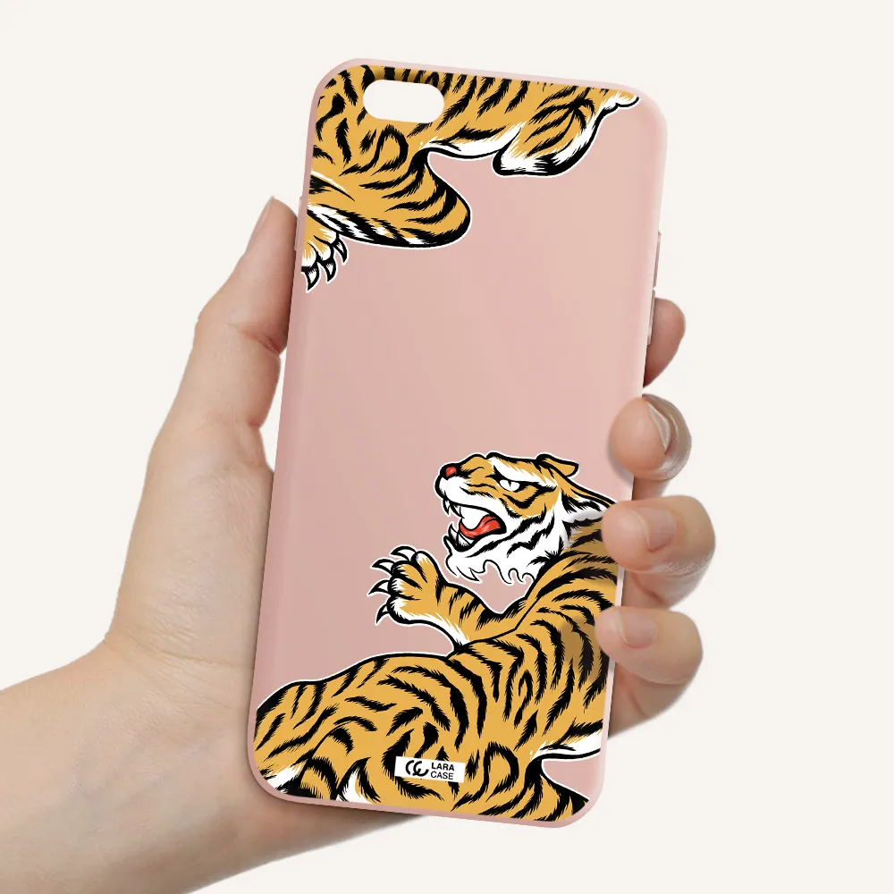 Chinese Tiger Apple iPhone 6 plus Silicone pastel pink Case