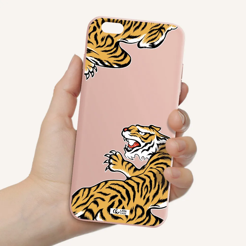 Chinese Tiger Apple iPhone 6 s plus Silicone pastel pink Case