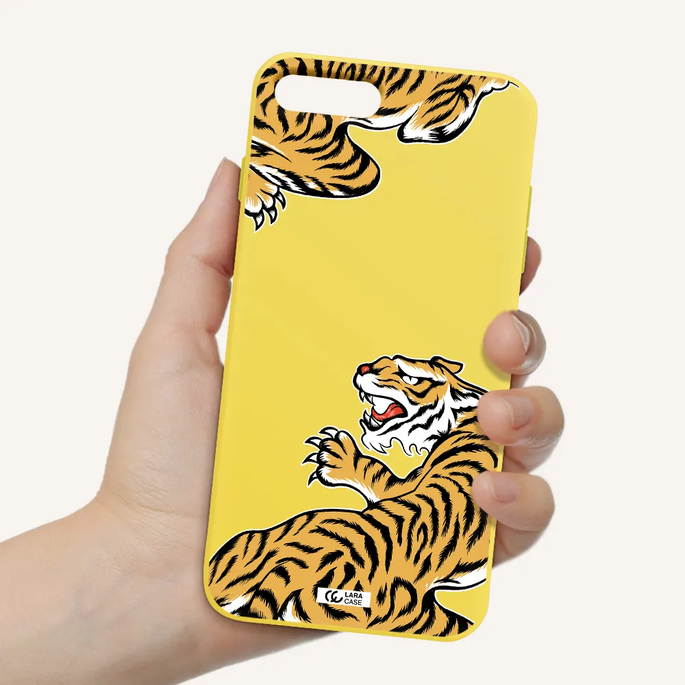 Chinese Tiger Apple iPhone 7 plus Silicone canary yellow Case