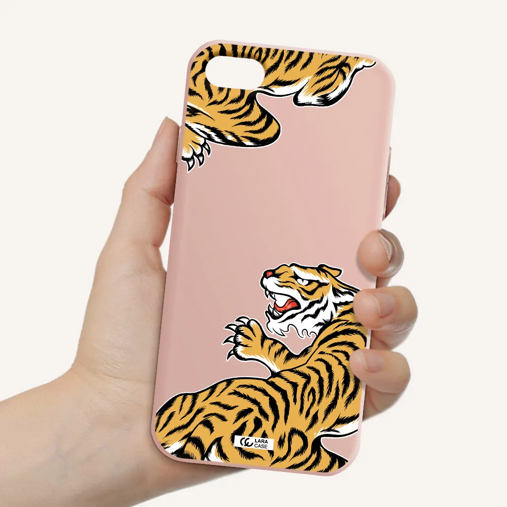 Chinese Tiger Apple iPhone 7 Silicone pastel pink Case