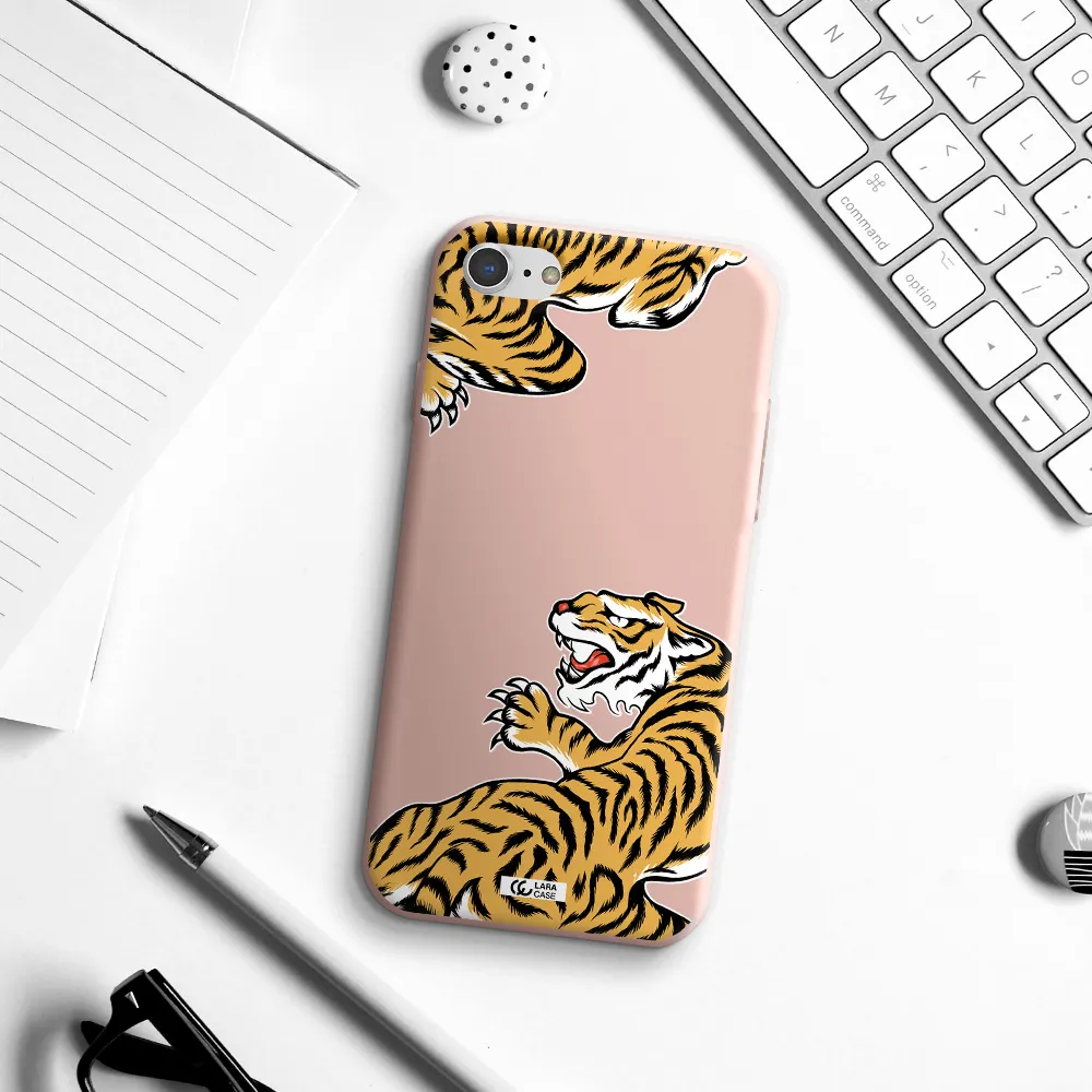 Chinese Tiger Apple iPhone 7 Silicone pastel pink Case