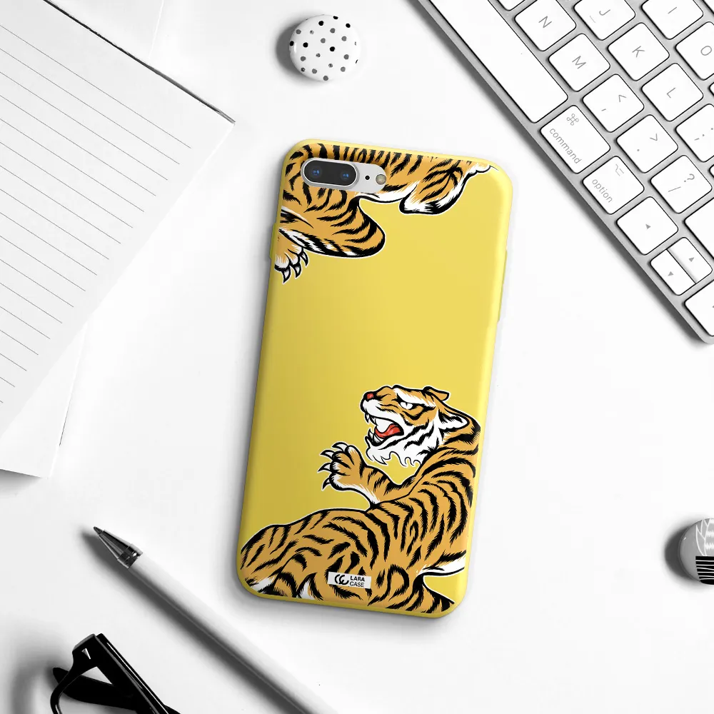 Chinese Tiger Apple iPhone 8 plus Silicone canary yellow Case