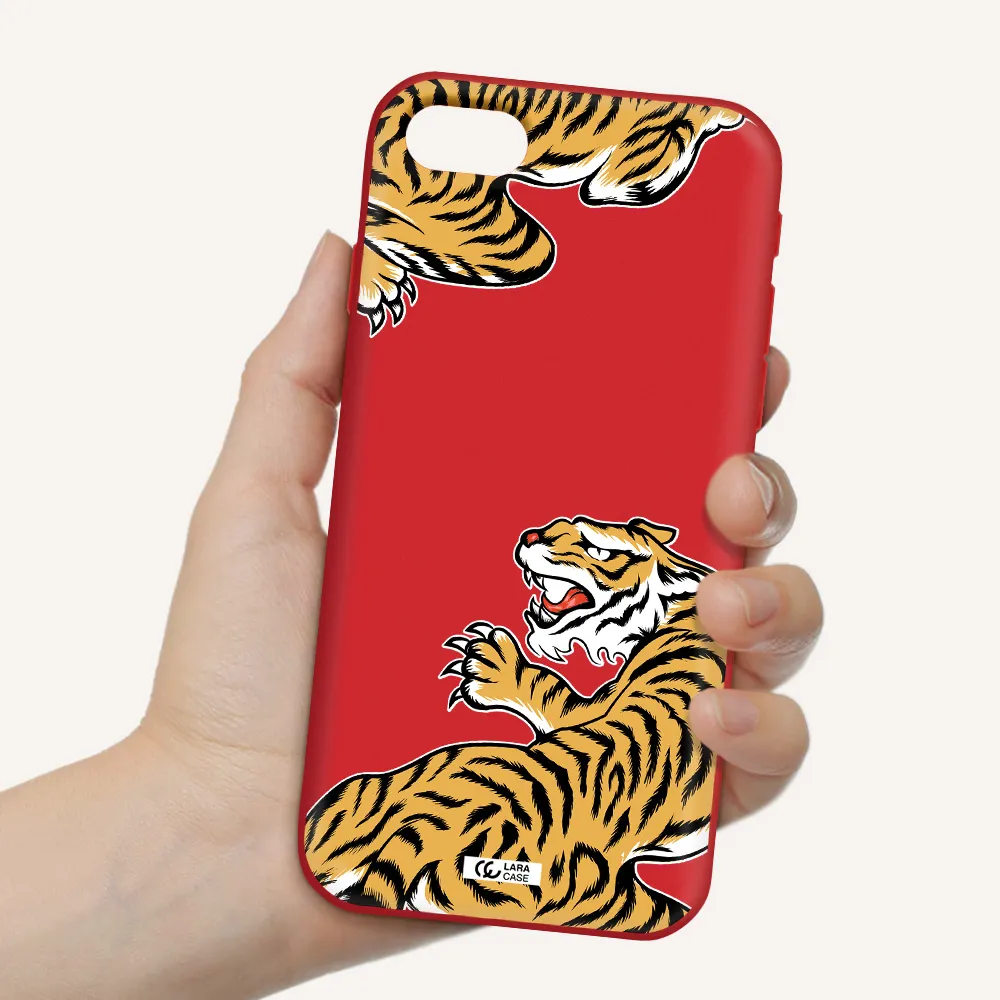 Chinese Tiger Apple iPhone se 2020 Silicone Imperial Red Case