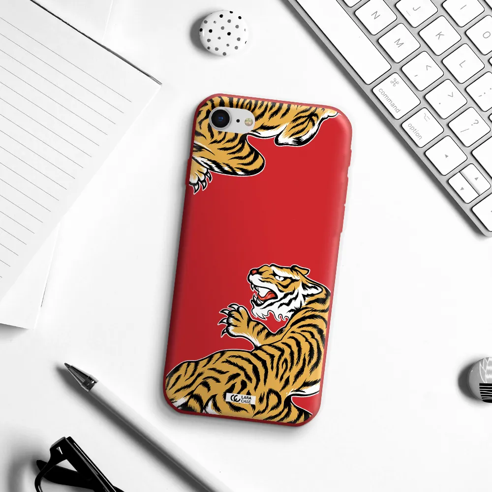Chinese Tiger Apple iPhone se 2020 Silicone Imperial Red Case