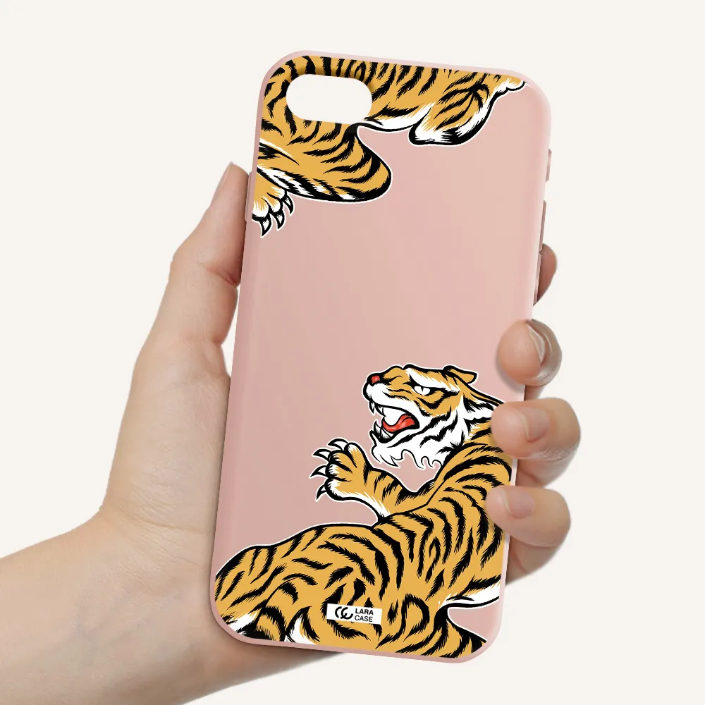 Chinese Tiger Apple iPhone se 2020 Silicone pastel pink Case