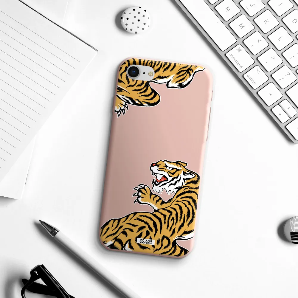 Chinese Tiger Apple iPhone se 2020 Silicone pastel pink Case