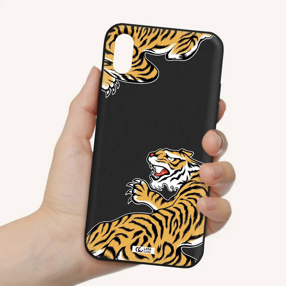 Chinese Tiger Apple iPhone X Silicone black Case