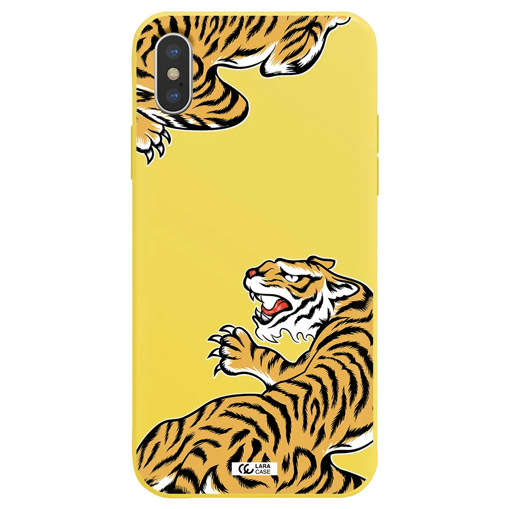 Chinese Tiger Apple iPhone X Silicone canary yellow Case