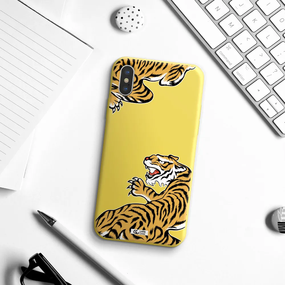 Chinese Tiger Apple iPhone X Silicone canary yellow Case