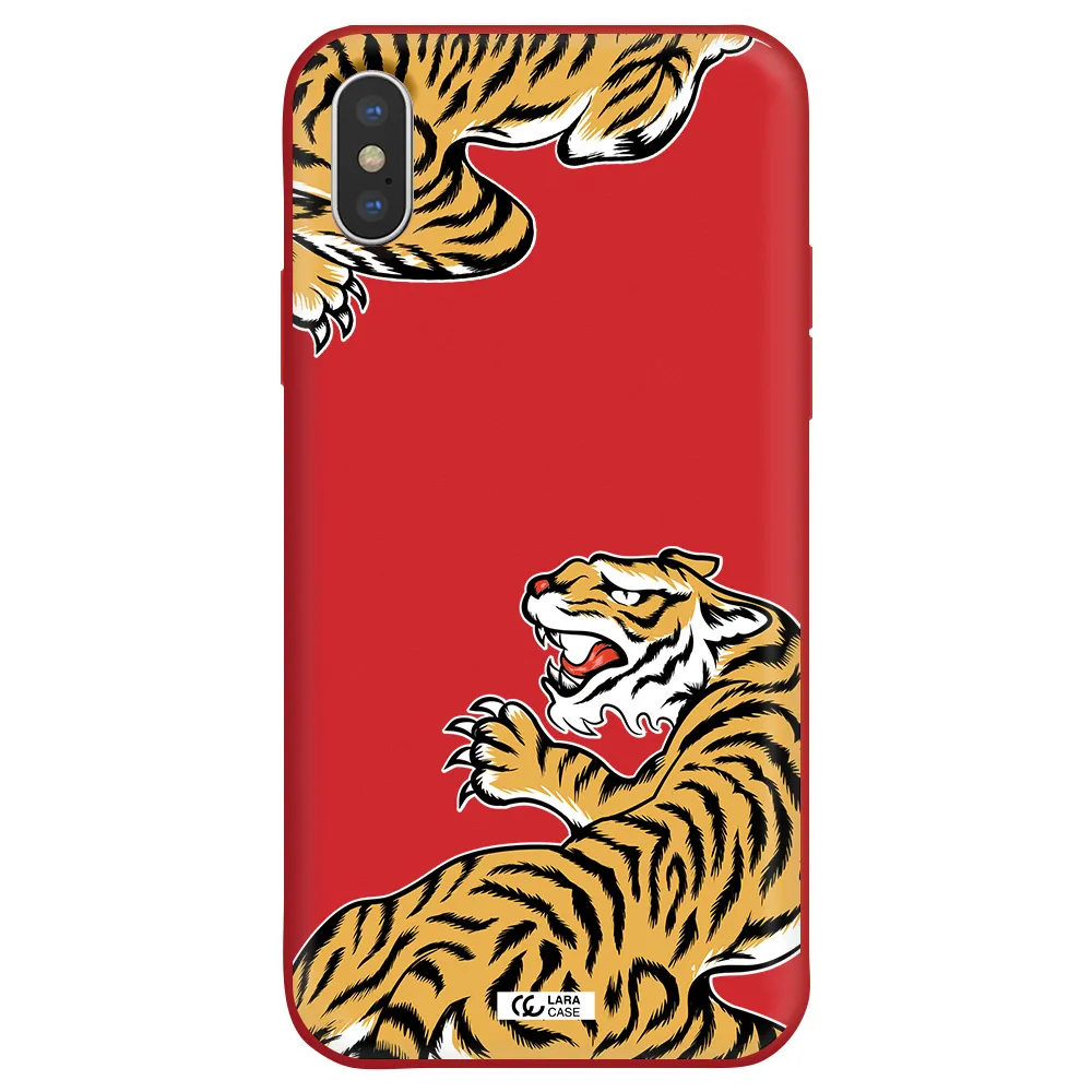Chinese Tiger Apple iPhone X Silicone Imperial Red Case