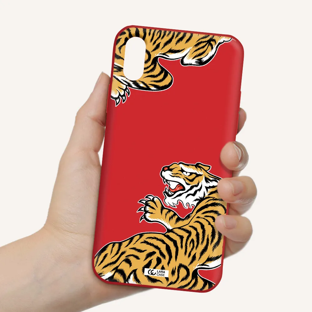 Chinese Tiger Apple iPhone X Silicone Imperial Red Case