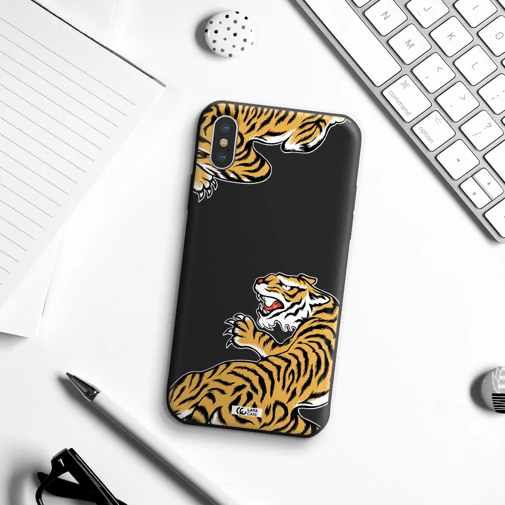 Chinese Tiger Apple iPhone XS Silicone black Case