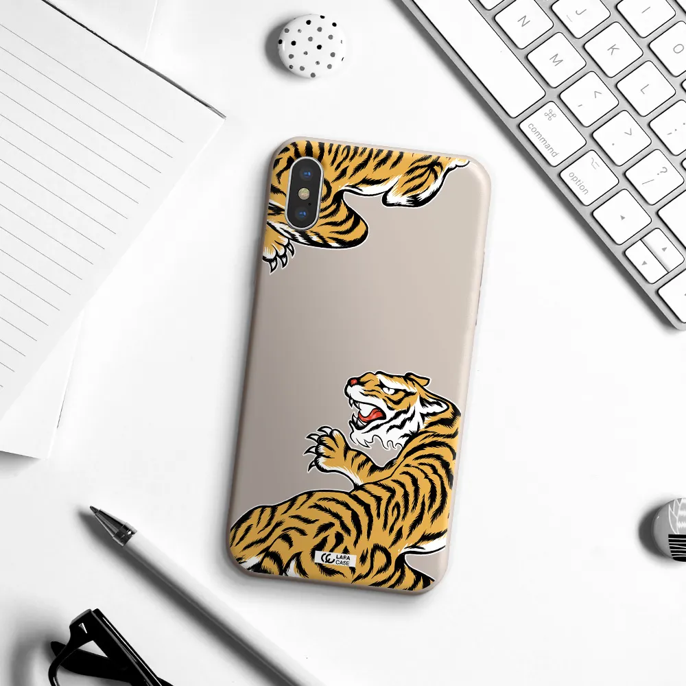 Chinese Tiger Apple iPhone XS Silicone Stone Case