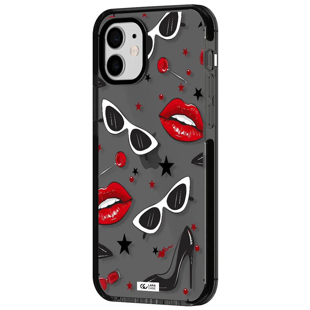 Red Lips Apple iPhone 11 impact Smoke Black Case