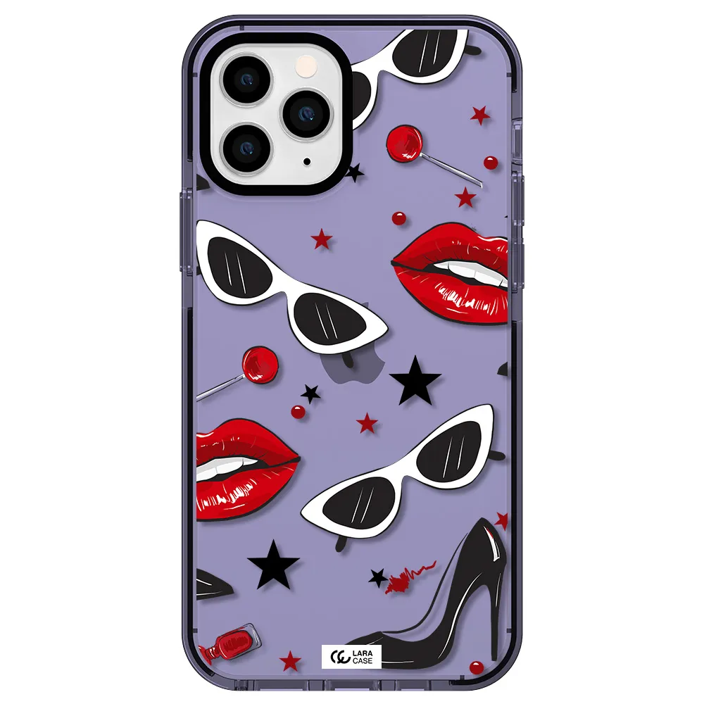 Red Lips Apple iPhone 11 pro impact Lilac Case