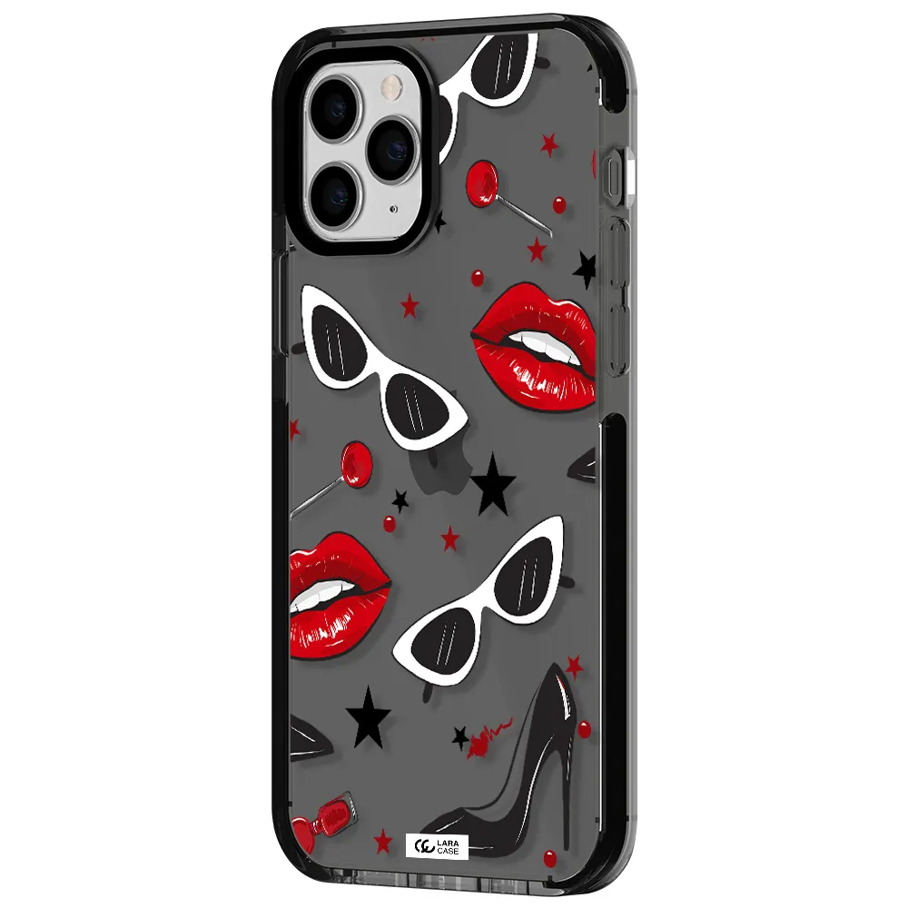 Red Lips Apple iPhone 11 pro impact Smoke Black Case