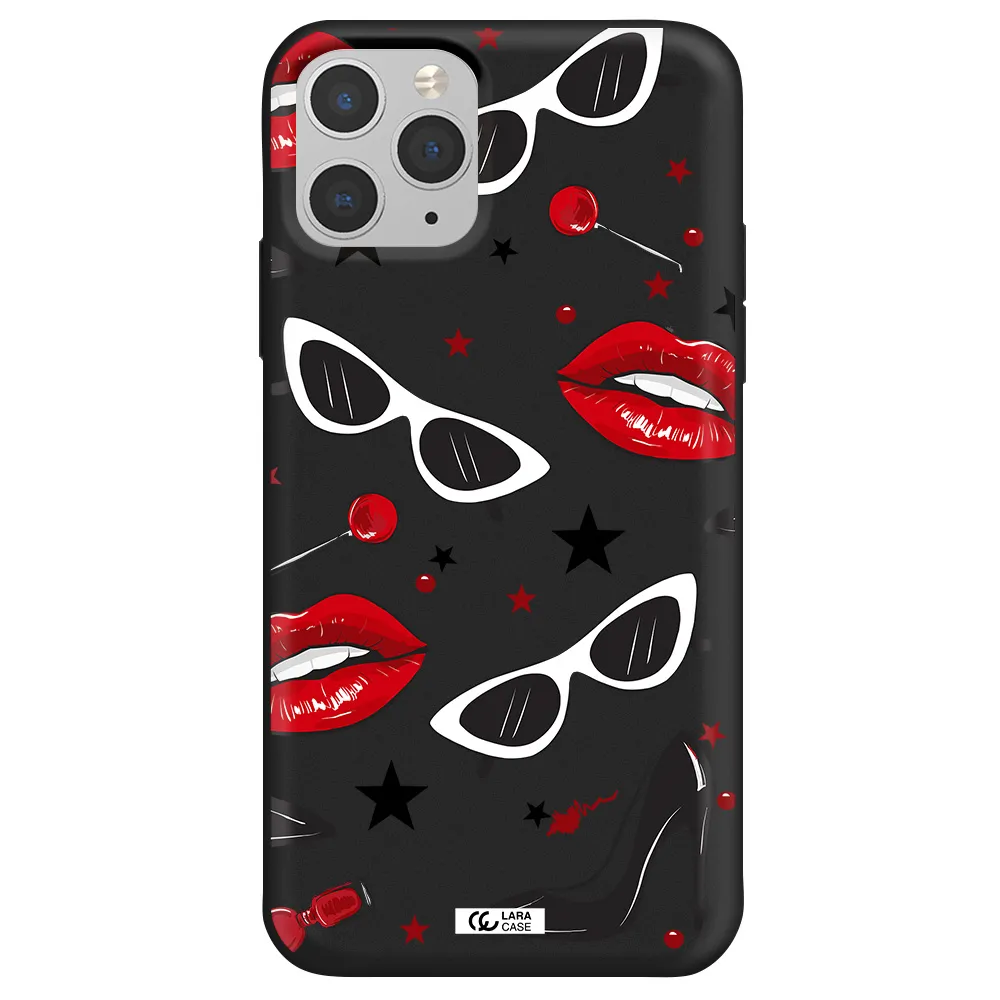 Red Lips Apple iPhone 11 pro max Silicone black Case