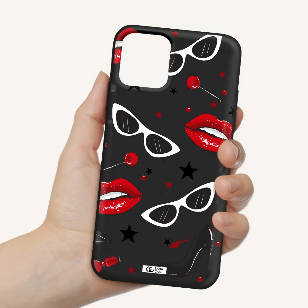 Red Lips Apple iPhone 11 pro max Silicone black Case