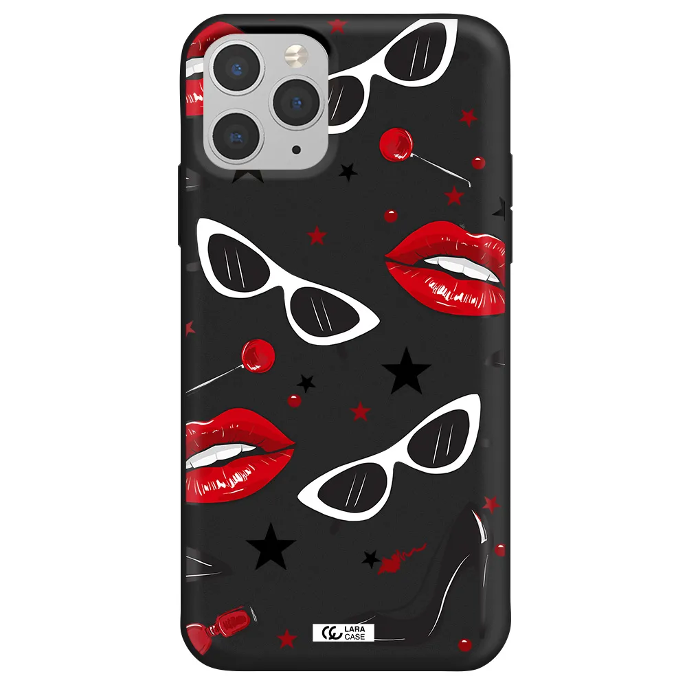 Red Lips Apple iPhone 11 pro Silicone black Case