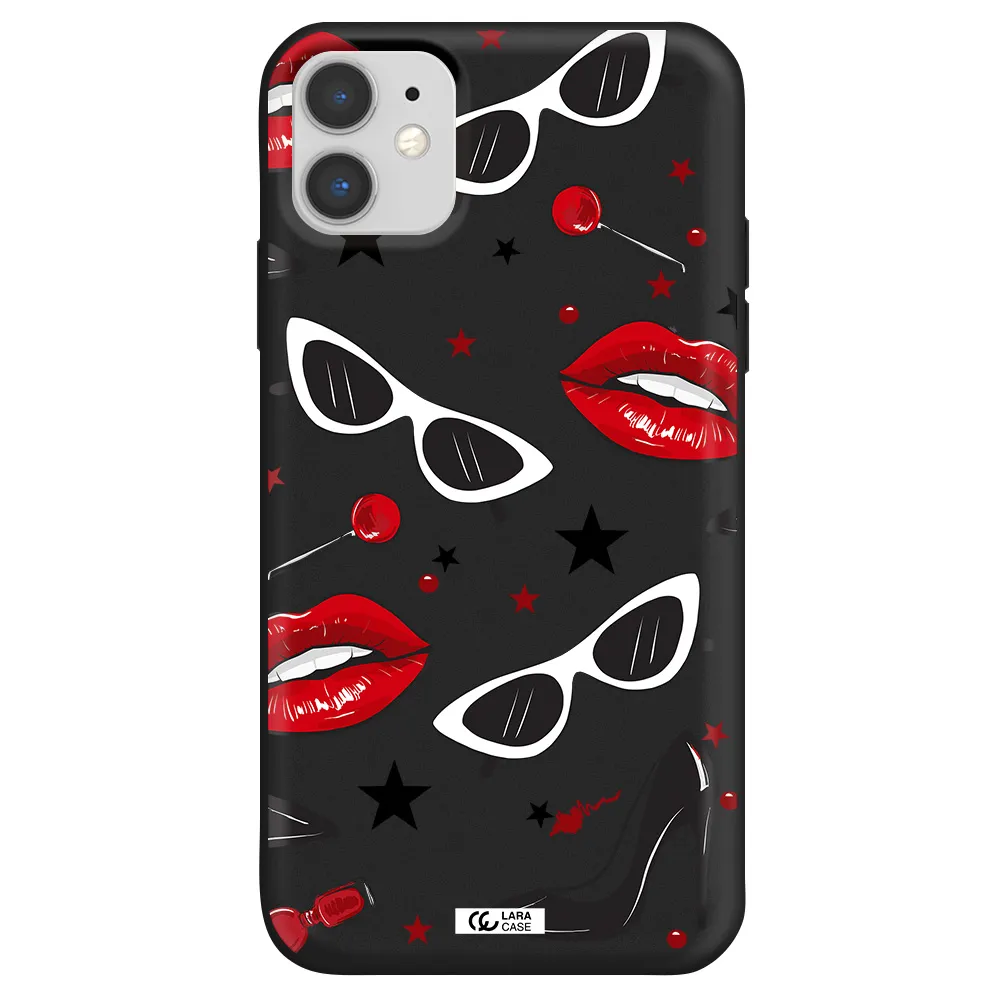 Red Lips Apple iPhone 11 Silicone black Case